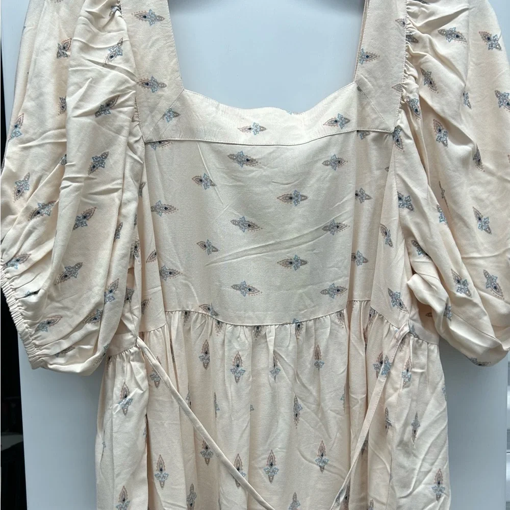 BOG COLLECTIVE NWT Boho mini dress puff sleeves SZ: S - Picture 4 of 7